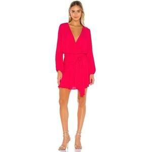 krisa Tie Waist Surplice Mini Dress Desire XS
